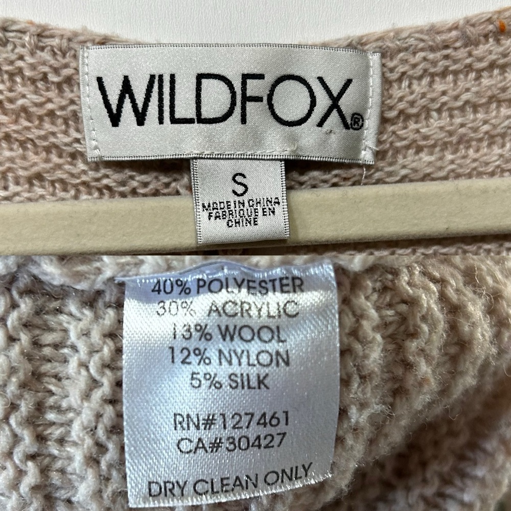 Wildfox Terra Distressed Cropped Ribbed Long Sleeve Sweater ASO Blush Pink Small - Picture 6 of 12